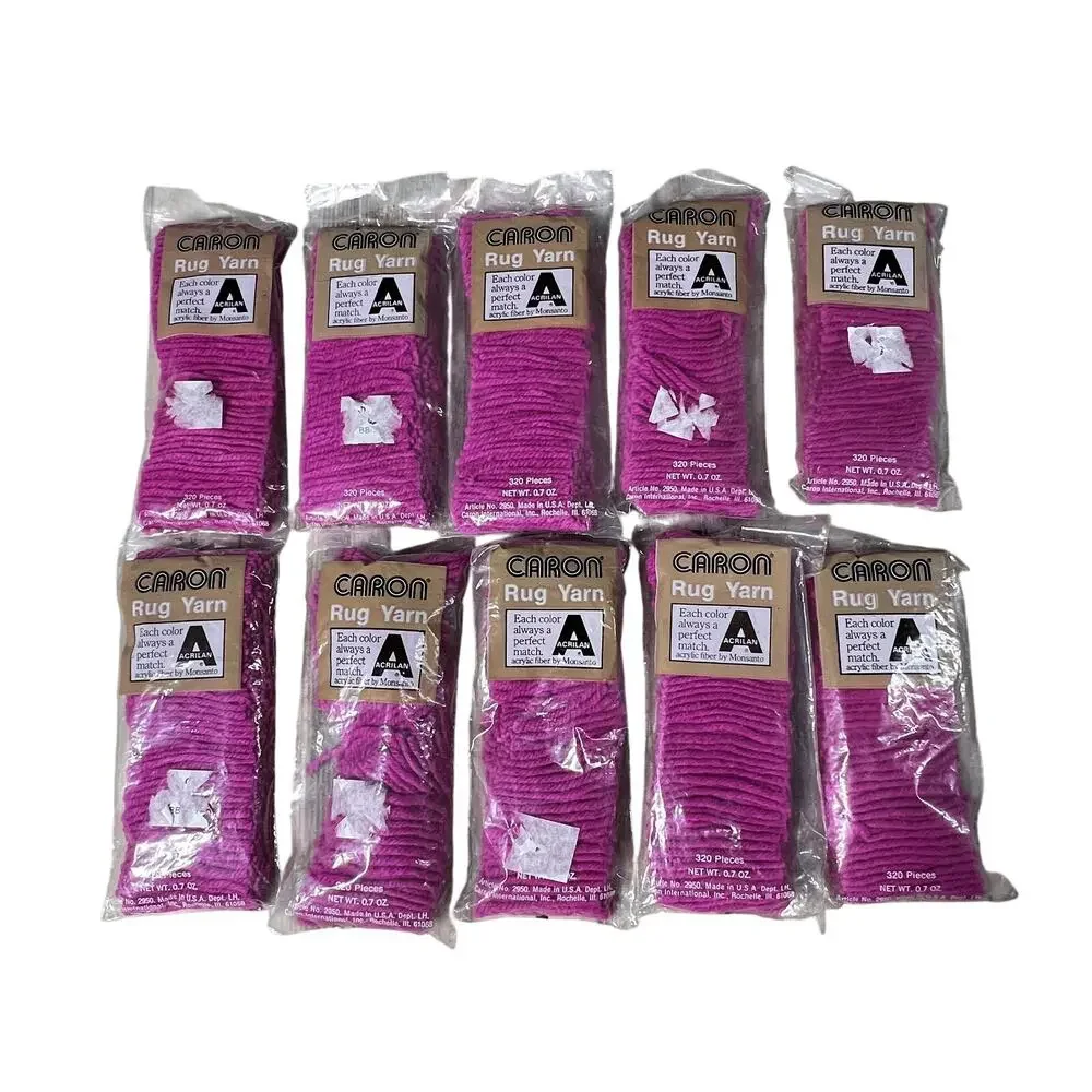 CARON Vintage Rug Yarn Violet 0121 Lot 10 Packs Acrilan Acrylic 320 Pieces USA